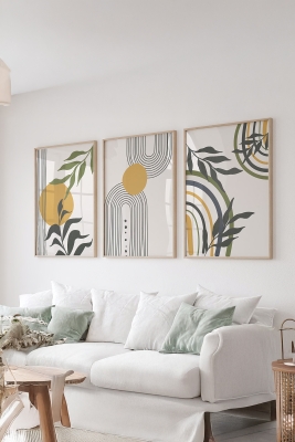 Gerçek Ahşap Çerçeveli 3 Parça 3D Poster Tablo Seti - ERSY3SET20