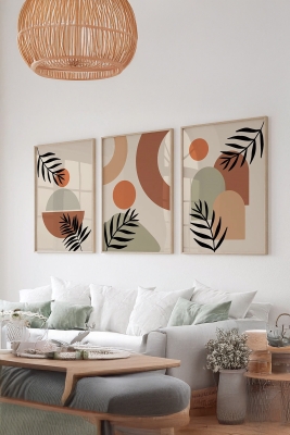 Gerçek Ahşap Çerçeveli 3 Parça 3D Poster Tablo Seti - ERSY3SET21