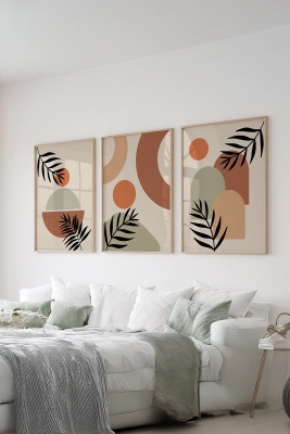 Gerçek Ahşap Çerçeveli 3 Parça 3D Poster Tablo Seti - ERSY3SET26