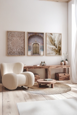 Gerçek Ahşap Çerçeveli 3 Parça 3D Poster Tablo Seti - ERSY3SET7