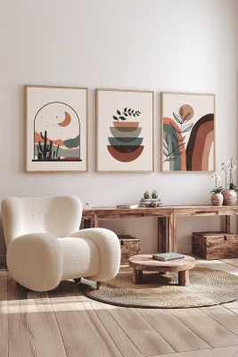 Gerçek Ahşap Çerçeveli 3 Parça 3D Poster Tablo Seti - ERSY3SET9