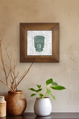 Masif Ahşap Çerçeveli Taş Tablo Pano 15,5 x 15,5 cm - ARTVESSAKARO13