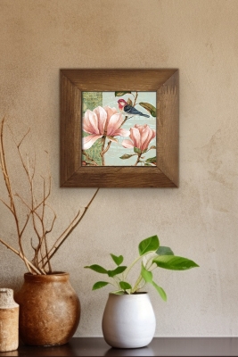 Masif Ahşap Çerçeveli Taş Tablo Pano 15,5 x 15,5 cm - ARTVESSAKARO18