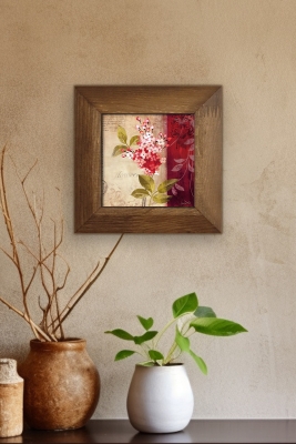 Masif Ahşap Çerçeveli Taş Tablo Pano 15,5 x 15,5 cm - ARTVESSAKARO22