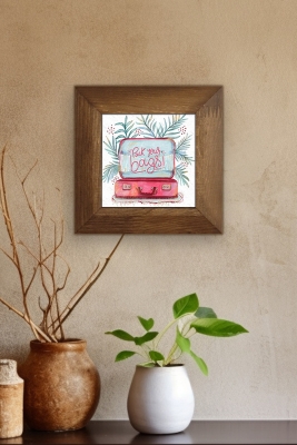 Masif Ahşap Çerçeveli Taş Tablo Pano 15,5 x 15,5 cm - ARTVESSAKARO23