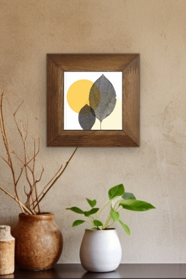 Masif Ahşap Çerçeveli Taş Tablo Pano 15,5 x 15,5 cm - ARTVESSAKARO28