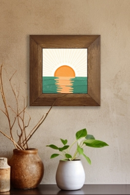 Masif Ahşap Çerçeveli Taş Tablo Pano 15,5 x 15,5 cm - ARTVESSAKARO3