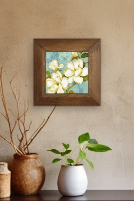 Masif Ahşap Çerçeveli Taş Tablo Pano 15,5 x 15,5 cm - ARTVESSAKARO30