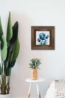 Masif Ahşap Çerçeveli Taş Tablo Pano 15,5 x 15,5 cm - ARTVESSAKARO36