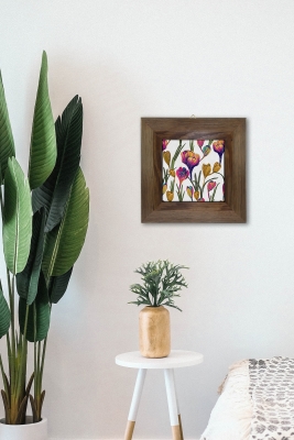 Masif Ahşap Çerçeveli Taş Tablo Pano 15,5 x 15,5 cm - ARTVESSAKARO38