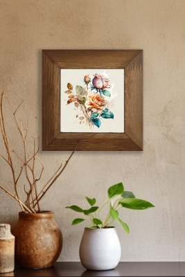 Masif Ahşap Çerçeveli Taş Tablo Pano 15,5 x 15,5 cm - ARTVESSAKARO4