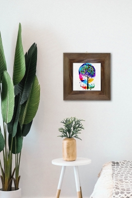 Masif Ahşap Çerçeveli Taş Tablo Pano 15,5 x 15,5 cm - ARTVESSAKARO40