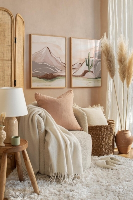 2 Parça Ahşap Çerçeve Görünümlü Mdf Tablo Seti - ARTAVESSAYSLMSTKO43