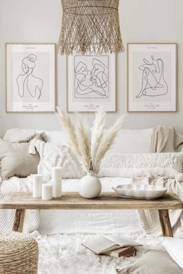 3 Parça Ahşap Çerçeve Görünümlü Mdf Tablo Seti - ARTAVESSAYSLMSTKO55