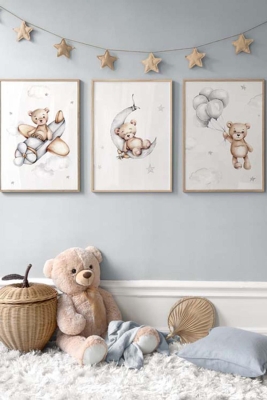 3 Parça Ahşap Çerçeve Görünümlü Mdf Tablo Seti - ARTAVESSAYSLMSTKO57