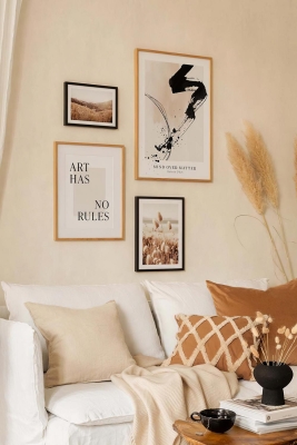 4 Parça Ahşap Çerçeve Görünümlü Mdf Tablo Seti - ARTAVESSAYSLMSTKO10