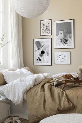 4 Parça Ahşap Çerçeve Görünümlü Mdf Tablo Seti - ARTAVESSAYSLMSTKO29