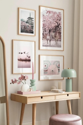 4 Parça Ahşap Çerçeve Görünümlü Mdf Tablo Seti - CRCVSZARTEVESSASTKO40