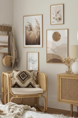 4 Parça Ahşap Çerçeve Görünümlü Mdf Tablo Seti - CRCVSZARTEVESSASTKO49