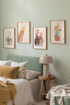 4 Parça Ahşap Çerçeve Görünümlü Mdf Tablo Seti - CRCVSZARTEVESSASTKO81