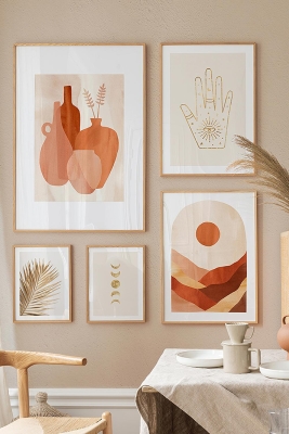 5 Parça Ahşap Çerçeve Görünümlü Mdf Tablo Seti - ARTAVESSAYSLMSTKO22