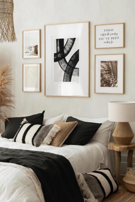 5 Parça Ahşap Çerçeve Görünümlü Mdf Tablo Seti - CRCVSZARTEVESSASTKO50