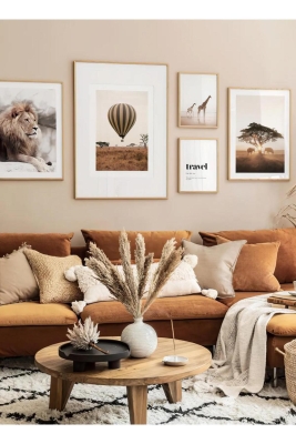 5 Parça Ahşap Çerçeve Görünümlü Mdf Tablo Seti - CRCVSZARTEVESSASTKO60