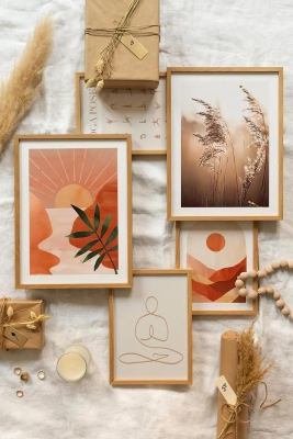 5 Parça Ahşap Çerçeve Görünümlü Mdf Tablo Seti - CRCVSZARTEVESSASTKO94