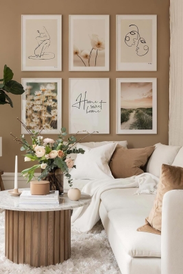 6 Parça Ahşap Çerçeve Görünümlü Mdf Tablo Seti - ARTAVESSAYSLMSTKO7