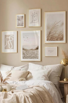 6 Parça Ahşap Çerçeve Görünümlü Mdf Tablo Seti - CRCVSZARTEVESSASTKO32