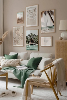 6 Parça Ahşap Çerçeve Görünümlü Mdf Tablo Seti - CRCVSZARTEVESSASTKO69