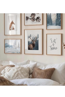 6 Parça Ahşap Çerçeve Görünümlü Mdf Tablo Seti - CRCVSZARTEVESSASTKO86