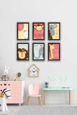 6 Parça Çerçeve Görünümlü Çocuk Odası Mdf Tablo Seti - 6KIDSARTAVESSA3