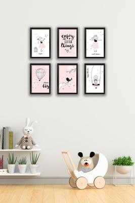 6 Parça Çerçeve Görünümlü Çocuk Odası Mdf Tablo Seti - 6KIDSARTAVESSA5