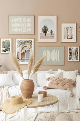 7 Parça Ahşap Çerçeve Görünümlü Mdf Tablo Seti - CRCVSZARTEVESSASTKO30