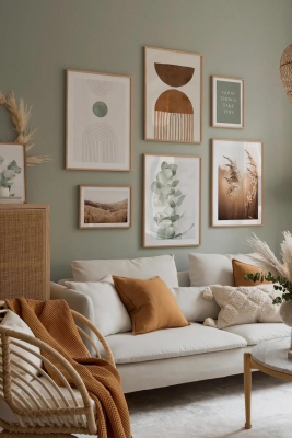 7 Parça Ahşap Çerçeve Görünümlü Mdf Tablo Seti - CRCVSZARTEVESSASTKO75