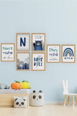 7 Parça Çerçeve Görünümlü Çocuk Odası Mdf Tablo Seti - 7SMKIDSARTAVESSA1