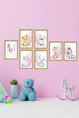 7 Parça Çerçeve Görünümlü Çocuk Odası Mdf Tablo Seti - 7SMKIDSARTAVESSA2