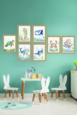 7 Parça Çerçeve Görünümlü Çocuk Odası Mdf Tablo Seti - 7SMKIDSARTAVESSA5