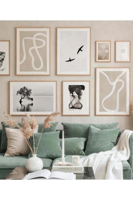 8 Parça Ahşap Çerçeve Görünümlü Mdf Tablo Seti - CRCVSZARTEVESSASTKO31