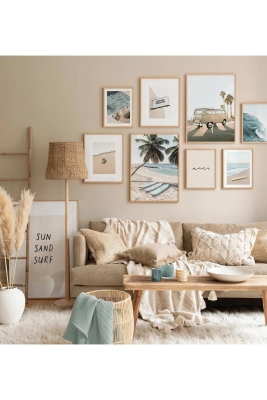 9 Parça Ahşap Çerçeve Görünümlü Mdf Tablo Seti - CRCVSZARTEVESSASTKO74