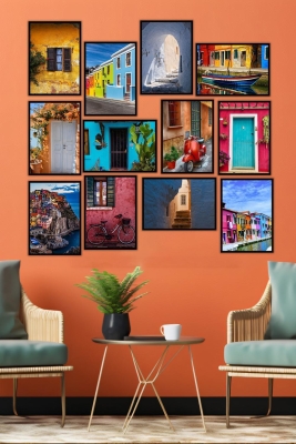 12 Parça Siyah Çerçeve Görünümlü Mdf Tablo Seti - 12ARTAVESSA10