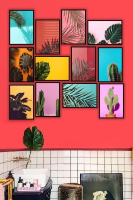 12 Parça Siyah Çerçeve Görünümlü Mdf Tablo Seti - 12ARTAVESSA12