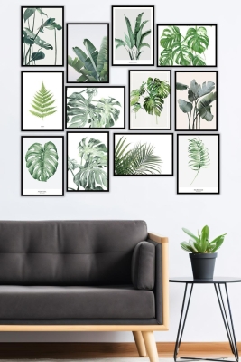 12 Parça Siyah Çerçeve Görünümlü Mdf Tablo Seti - 12ARTAVESSA6