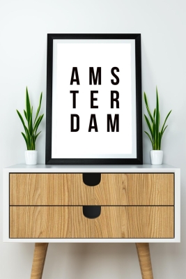 Tek Parça Çerçeve Görünümlü Yazılı Mdf Tablo "Amsterdam" - 1ARTAVESSAYAZ45