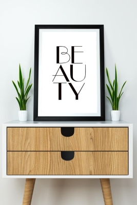 Tek Parça Çerçeve Görünümlü Yazılı Mdf Tablo "Beauty" - 1ARTAVESSAYAZ47