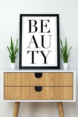 Tek Parça Çerçeve Görünümlü Yazılı Mdf Tablo "Beauty" - 1ARTAVESSAYAZ50