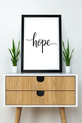 Tek Parça Çerçeve Görünümlü Yazılı Mdf Tablo "Hope" - 1ARTAVESSAYAZ16