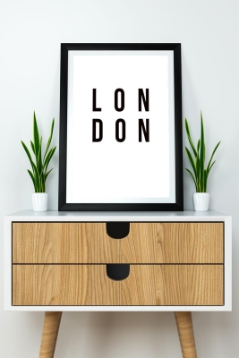 Tek Parça Çerçeve Görünümlü Yazılı Mdf Tablo "London" - 1ARTAVESSAYAZ44