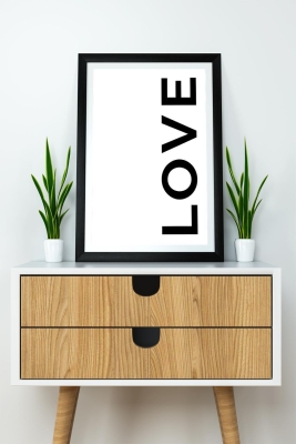 Tek Parça Çerçeve Görünümlü Yazılı Mdf Tablo "Love" - 1ARTAVESSAYAZ26